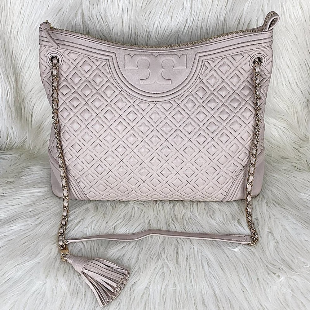 Tory Burch Fleming Quilted Leather Tote in Bedrock - Picture 2 of 15